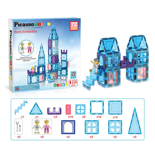 Picasso Tiles - Ice Winter Theme with 2 Characters - 72 pc