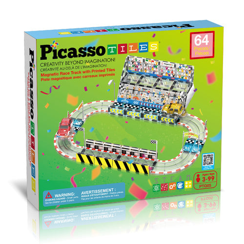 Picasso Tiles - Race Car Stadium Set with 2 Car