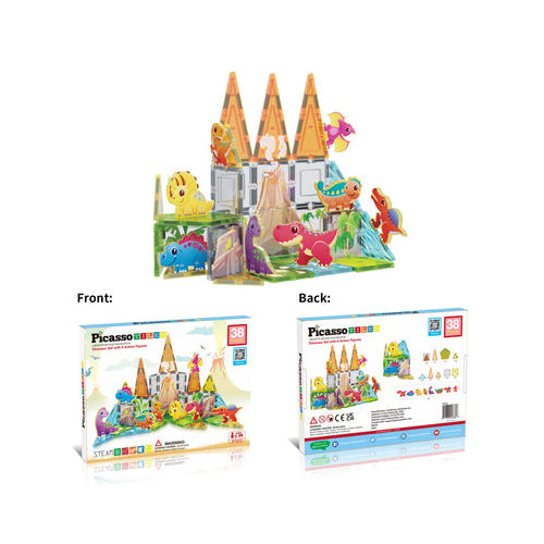 Picasso Tiles - Dinosaur Set with 8 Action Figures