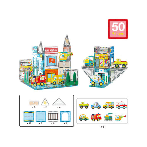 Picasso Tiles - Metro City Set with 8 Vehicles