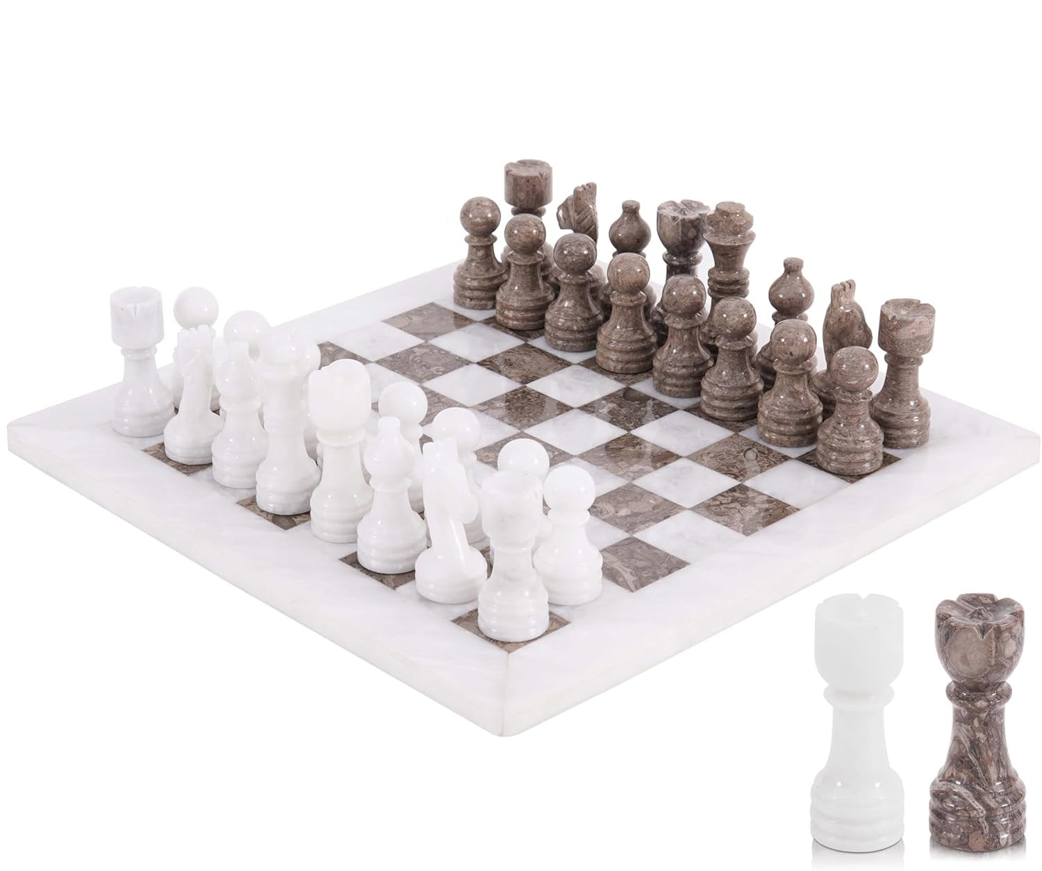 Handmade Marble Tournament Full Chess Game Set + Standard Storage Box