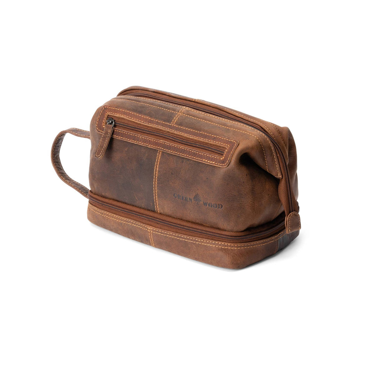 Greenwood Napier Leather Toiletry Bag — Full Grain Leather Dopp Kit with Zip Closure (Sandal) — image 2