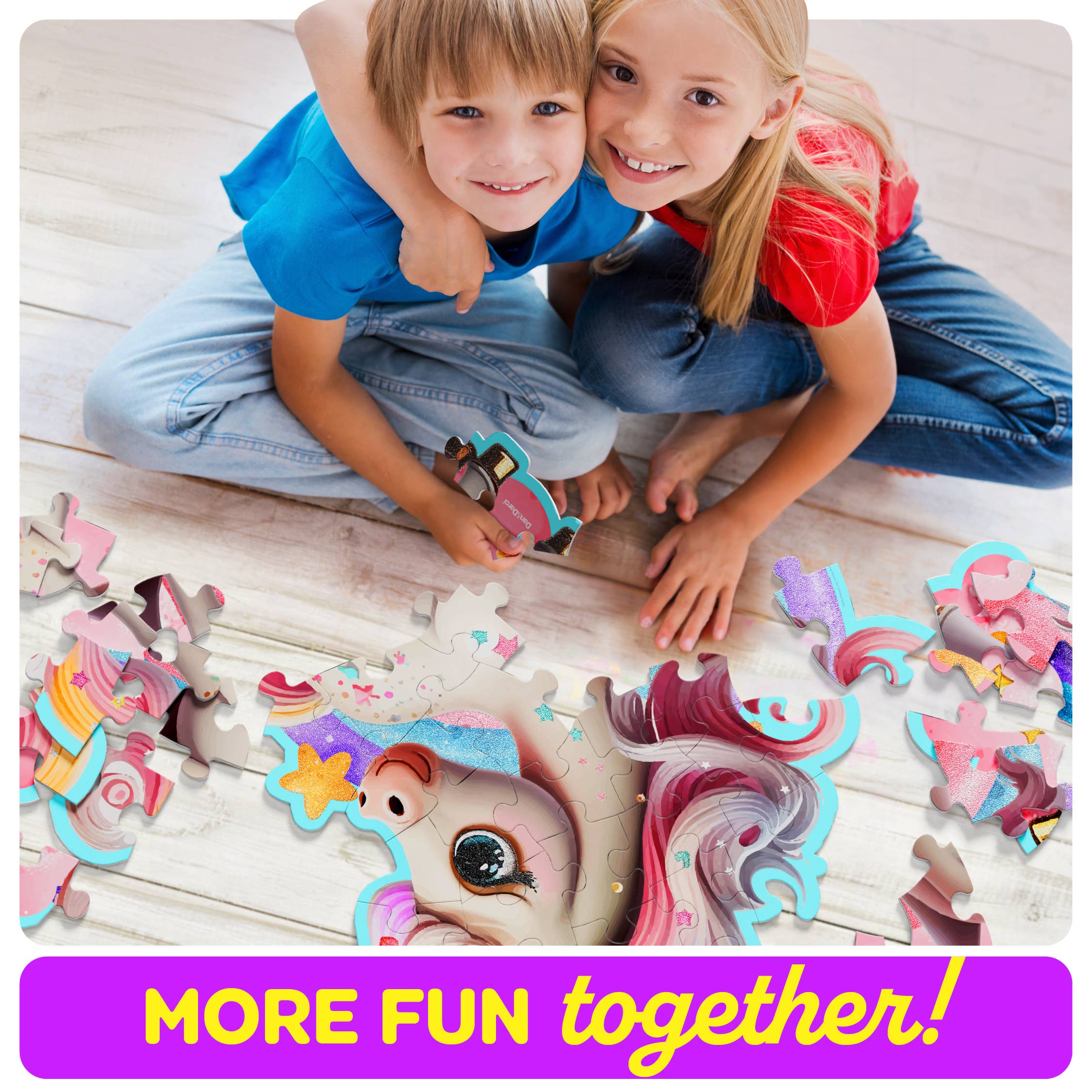 Shimmery Unicorn Floor Puzzle - 45 Giant Pieces, 30in x 36in Jumbo Kids Puzzle