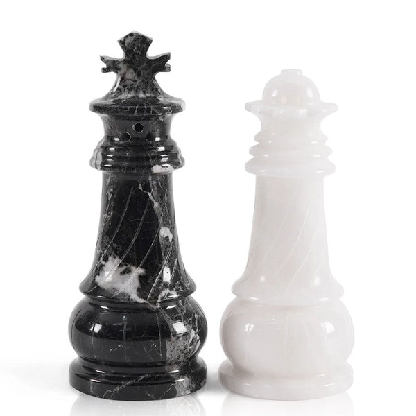 Marble Salt & Pepper Set - Chess Design