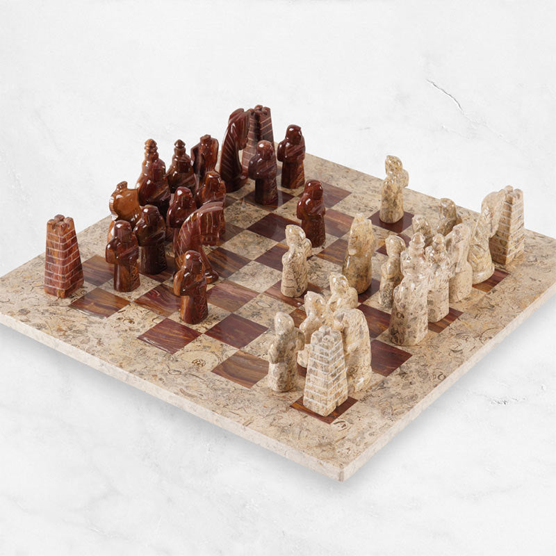 Marble Chess Set 38cm Special Edition Chess Set – Coral & Red