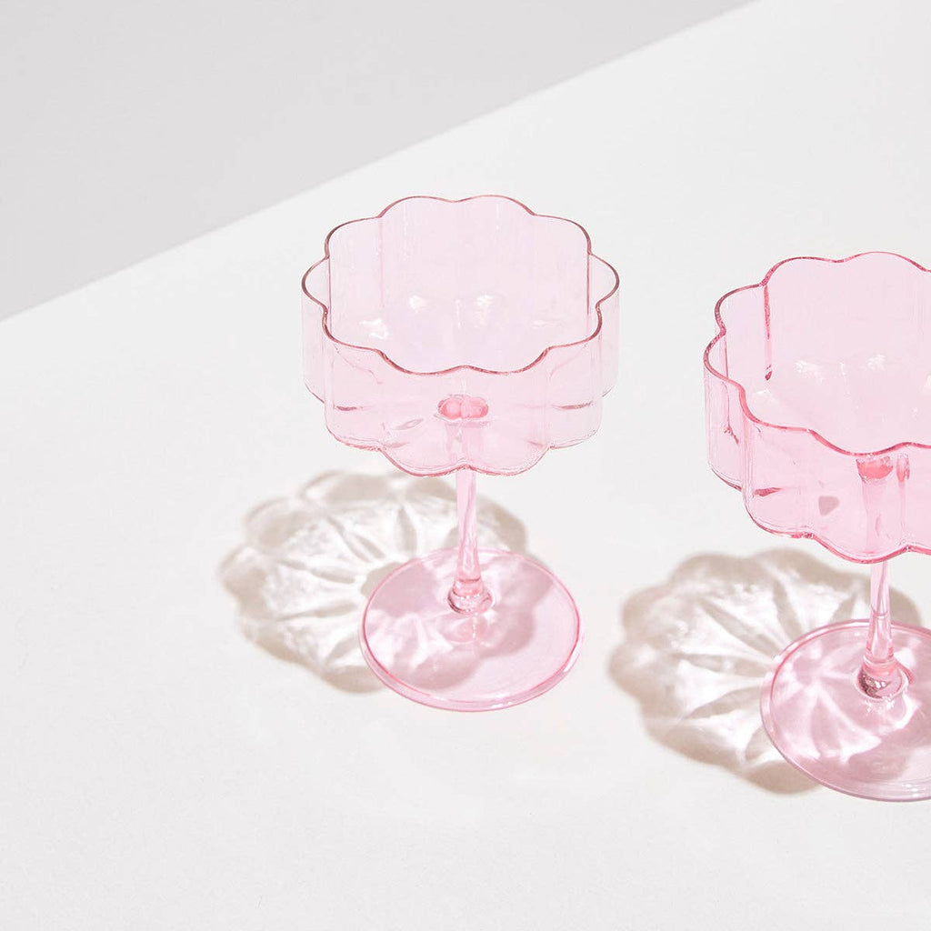 Fazeek Wave Coupe Glasses in Blush Pink — Set of 2 Handmade Borosilicate Sculptural Coupes, 250ml — image 3