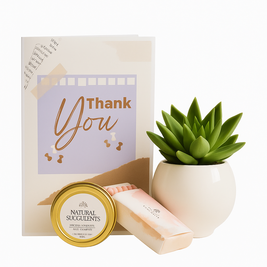 Staff Appreciation Gift Box – Succulent, Soy Candle, Matches and Custom Card