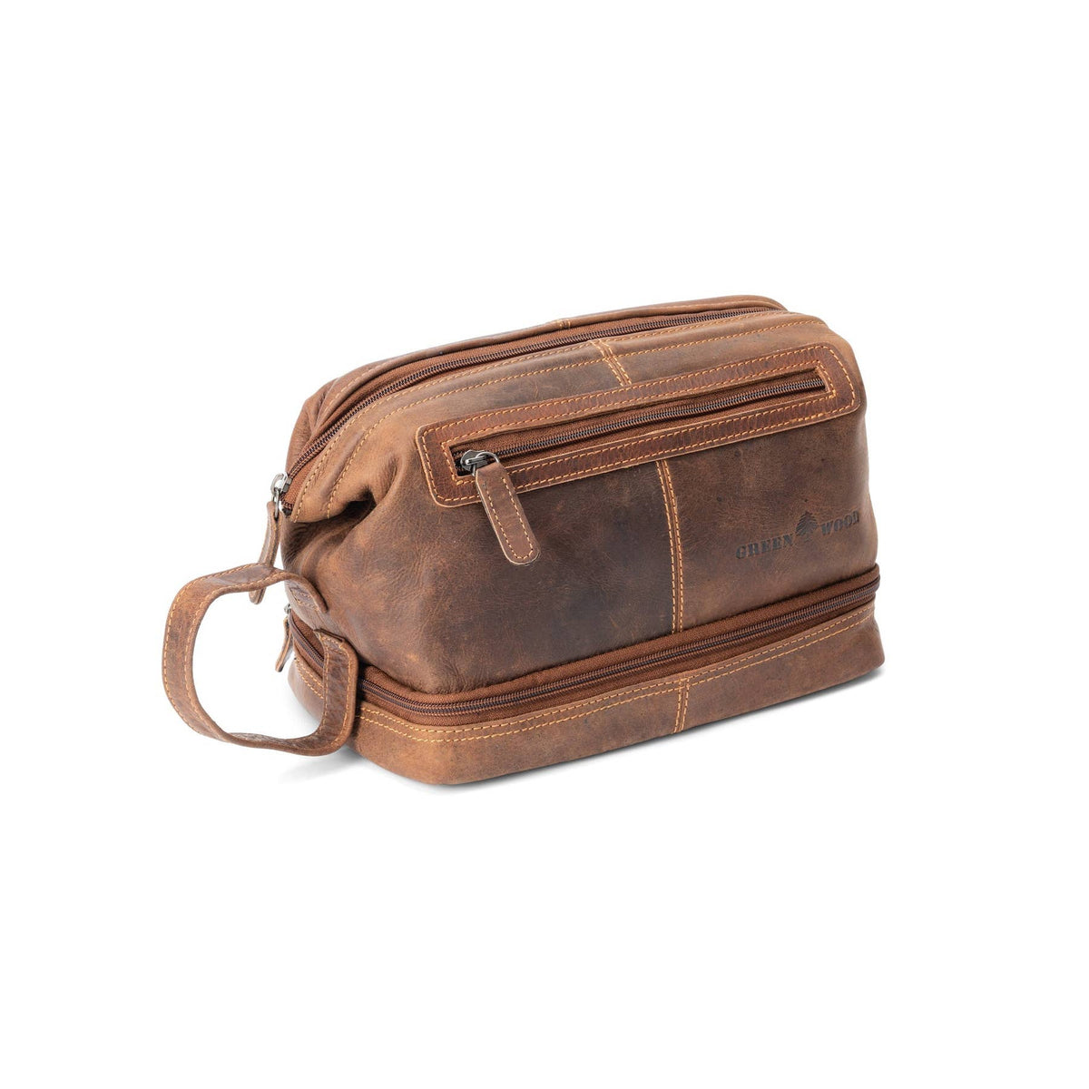 Greenwood Napier Leather Toiletry Bag — Full Grain Leather Dopp Kit with Zip Closure (Sandal) — image 5