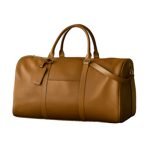 Personalised Leather Weekender Bag – Custom Monogram Travel Duffle for Men