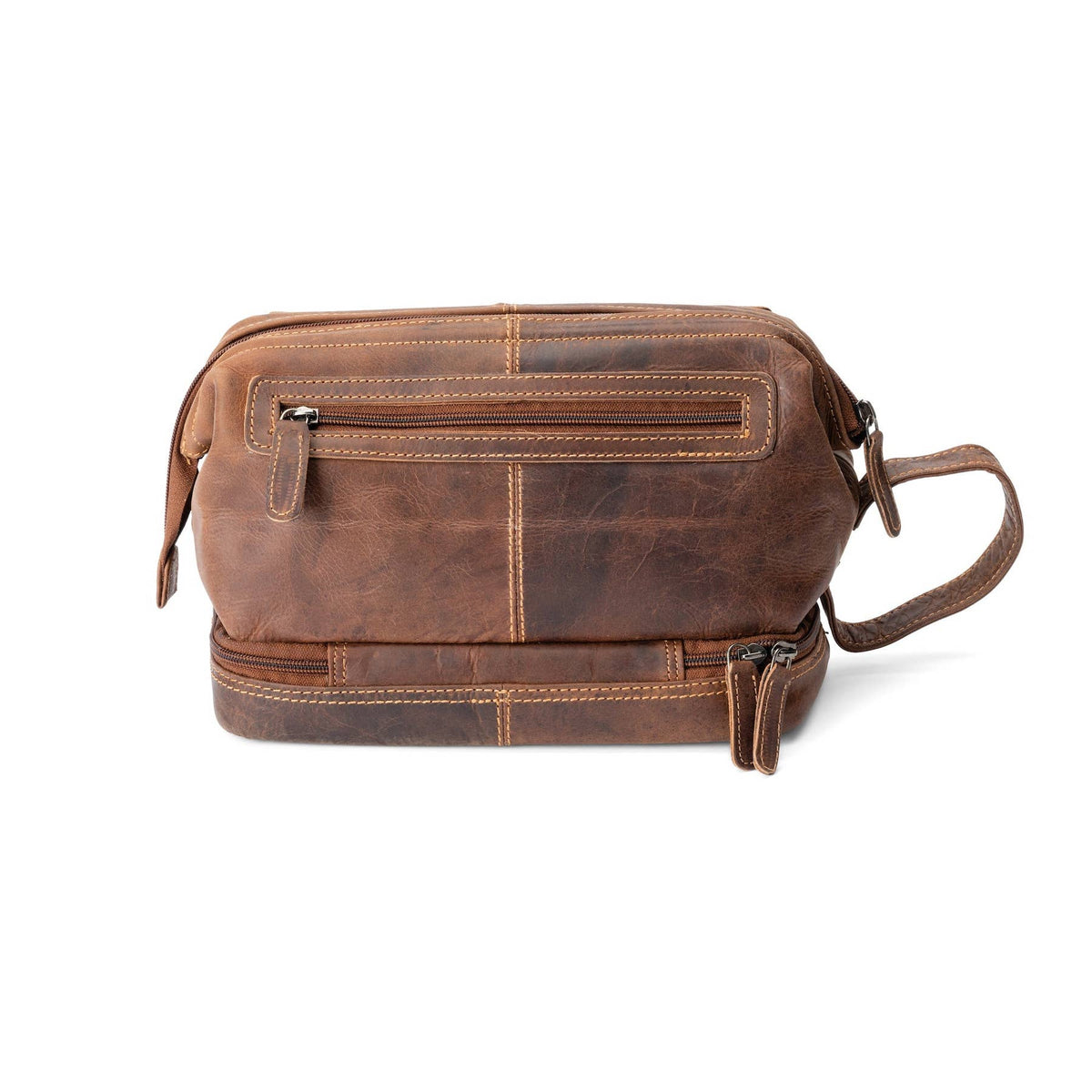 Greenwood Napier Leather Toiletry Bag — Full Grain Leather Dopp Kit with Zip Closure (Sandal) — image 3