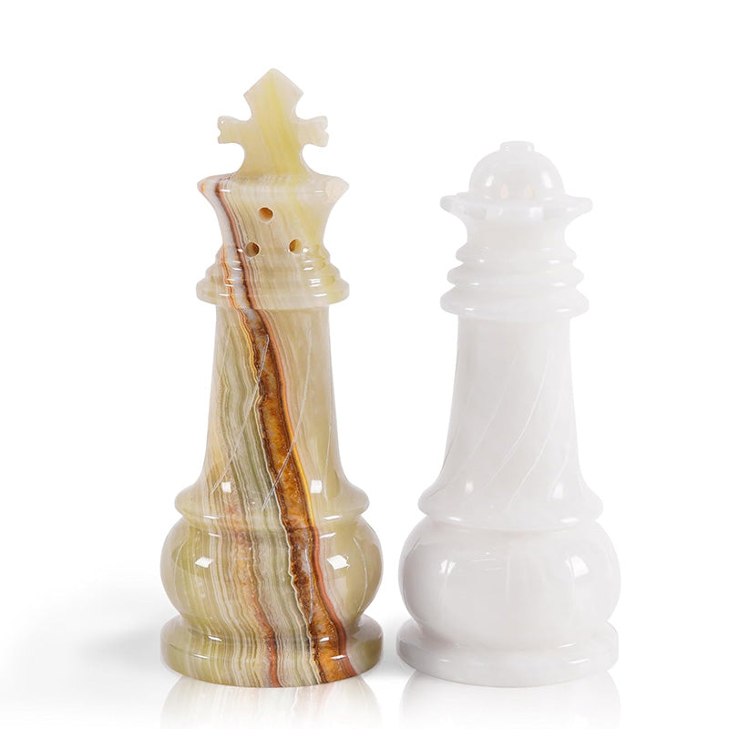 Marble Salt & Pepper Set - Chess Design