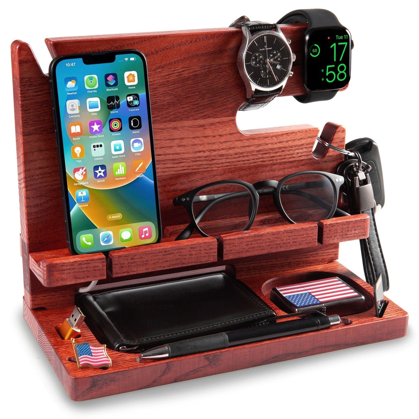 Wooden Docking Station – Handcrafted Nightstand Organizer