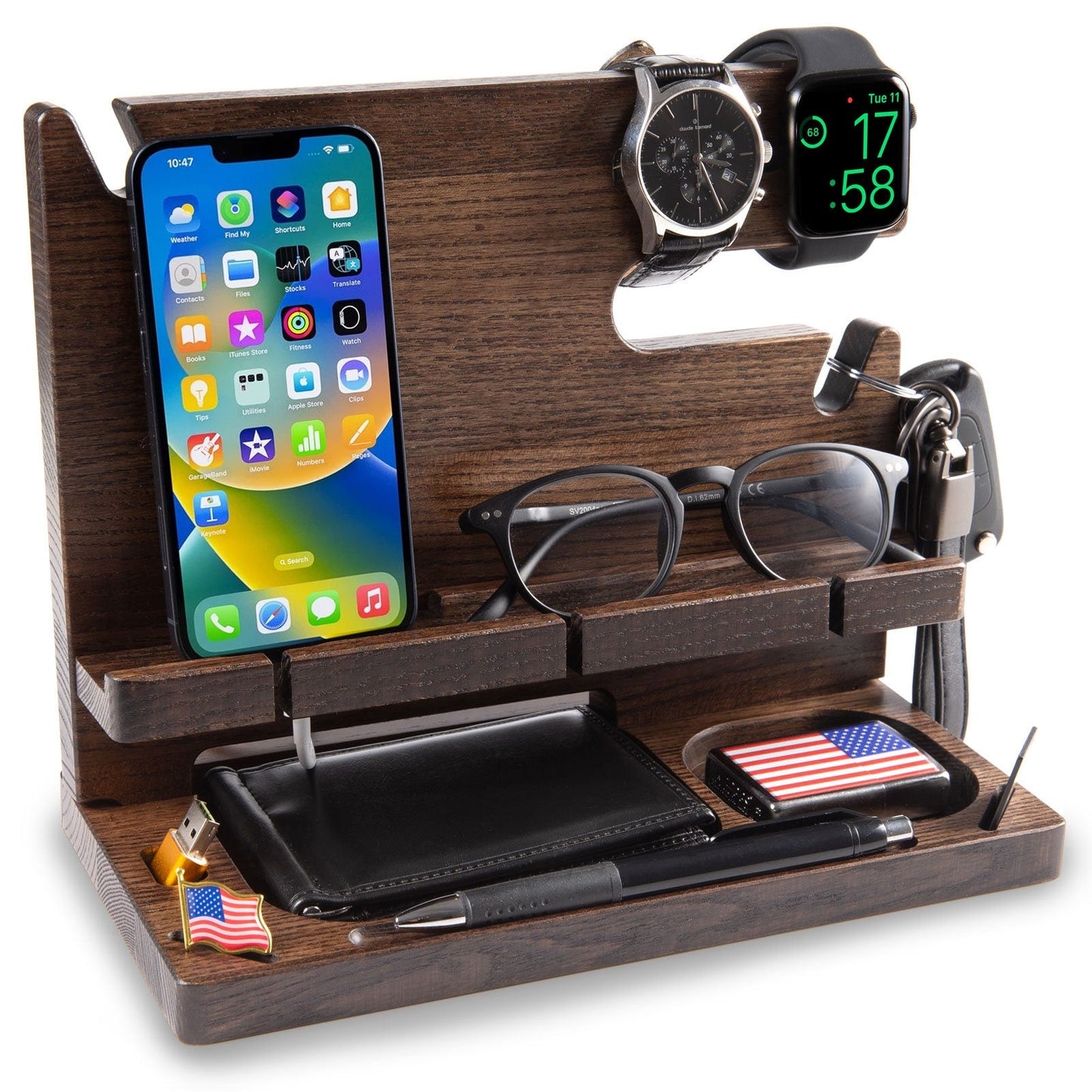 Wooden Docking Station – Handcrafted Nightstand Organizer