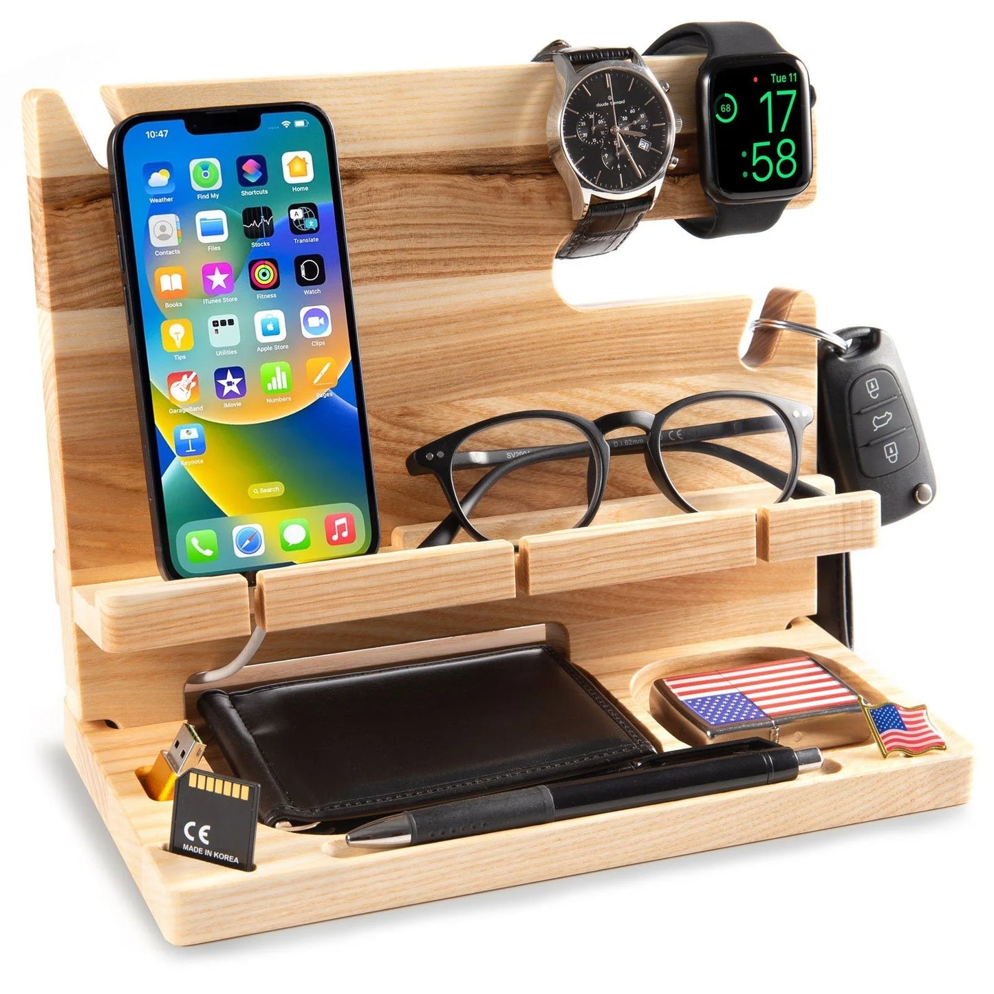 Wooden Docking Station – Handcrafted Nightstand Organizer
