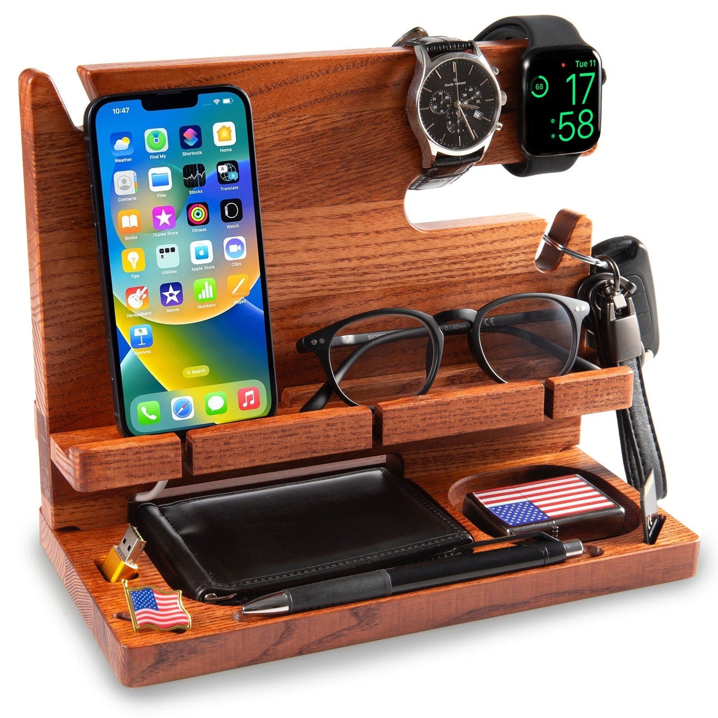 Wooden Docking Station – Handcrafted Nightstand Organizer