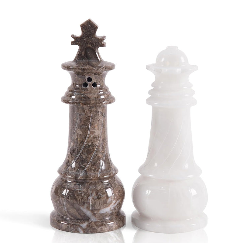 Marble Salt & Pepper Set - Chess Design