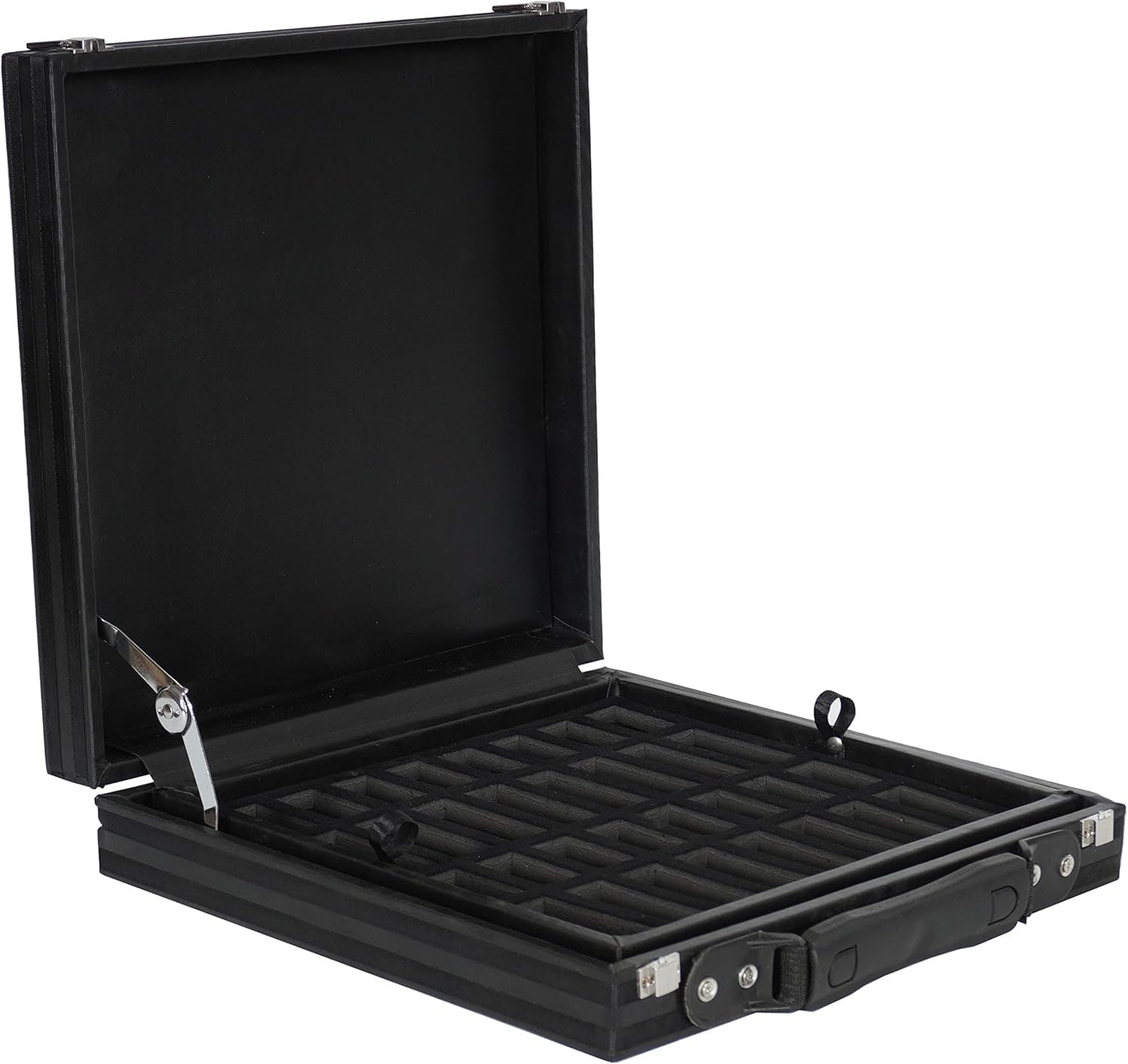 Premium leather chess storage case — felt-cut piece compartments