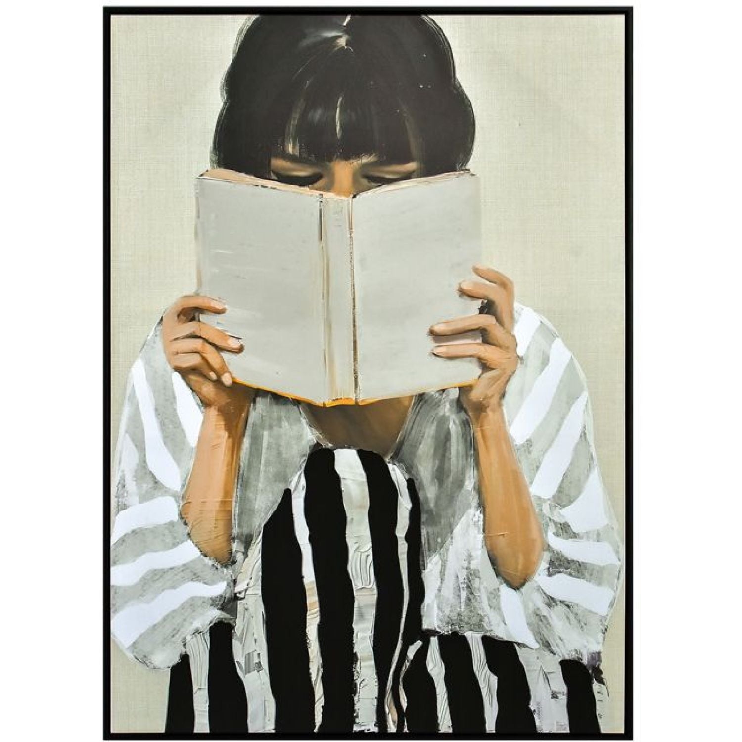 The Reader Canvas Framed Wall Art - Blac