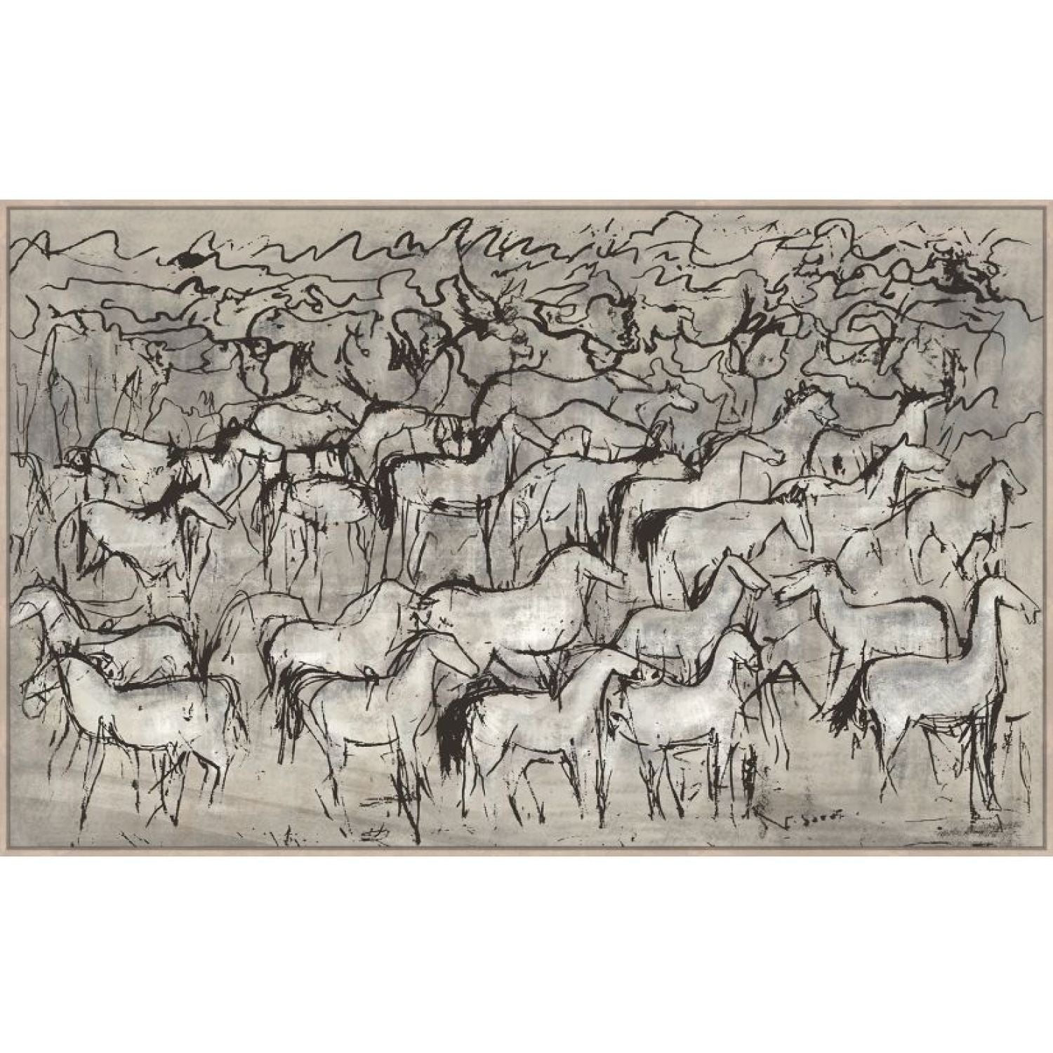 Horses Textured on Heavy Framed Canvas -