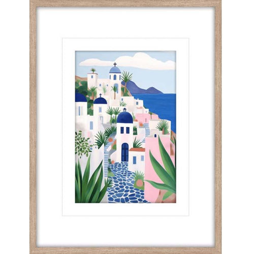 Blue Cobblestones a Glass Framed Print