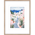 Blue Cobblestones b Glass Framed Print