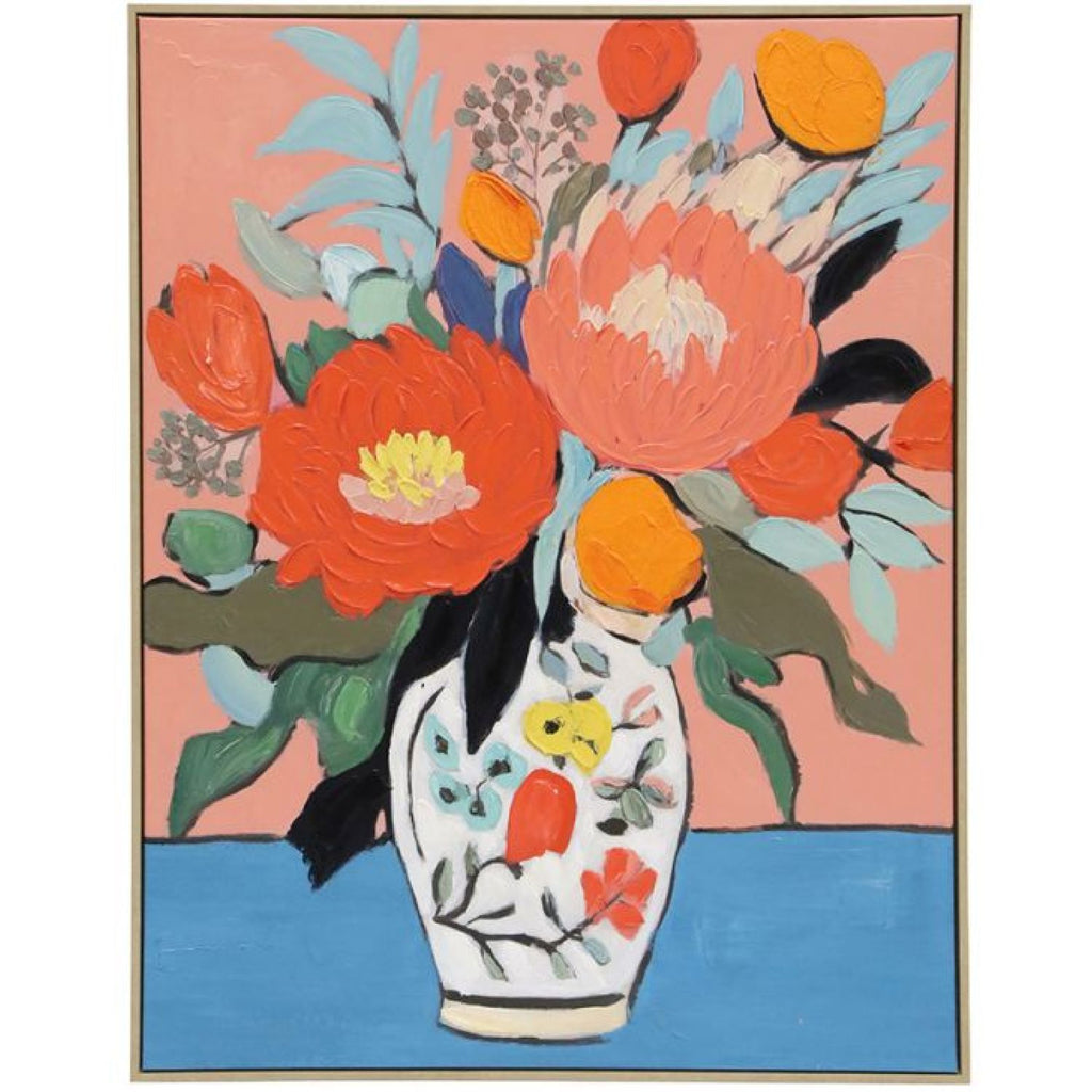 Pretty Posie b Hand Painted Framed Canvas