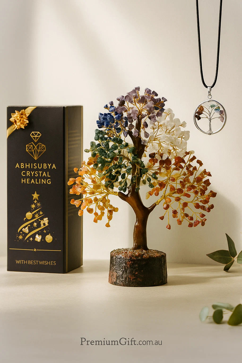 Seven Chakra Crystal Tree of Life – Gemstone Bonsai for Meditation & Home Decor